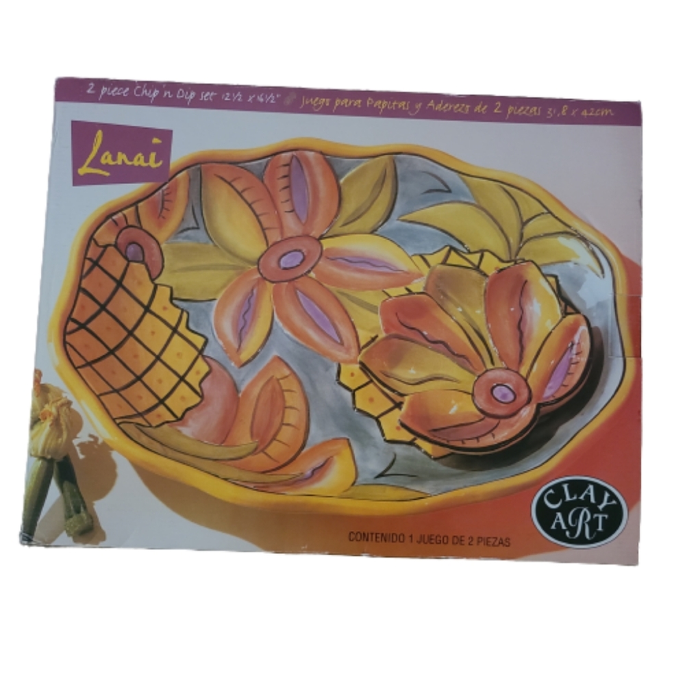 *Lanai Clay Art Pineapple Chip & Dip Bowl Set